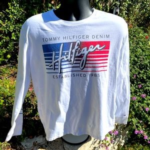 Tommy Hilfiger, long sleeve, White, Shirt, Size L